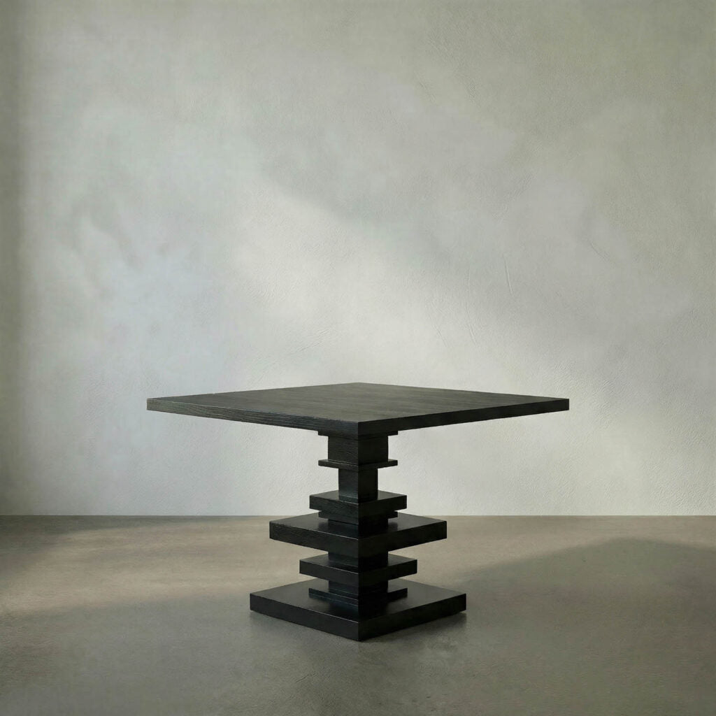 Noir Corum Square Table, Hand Rubbed Black