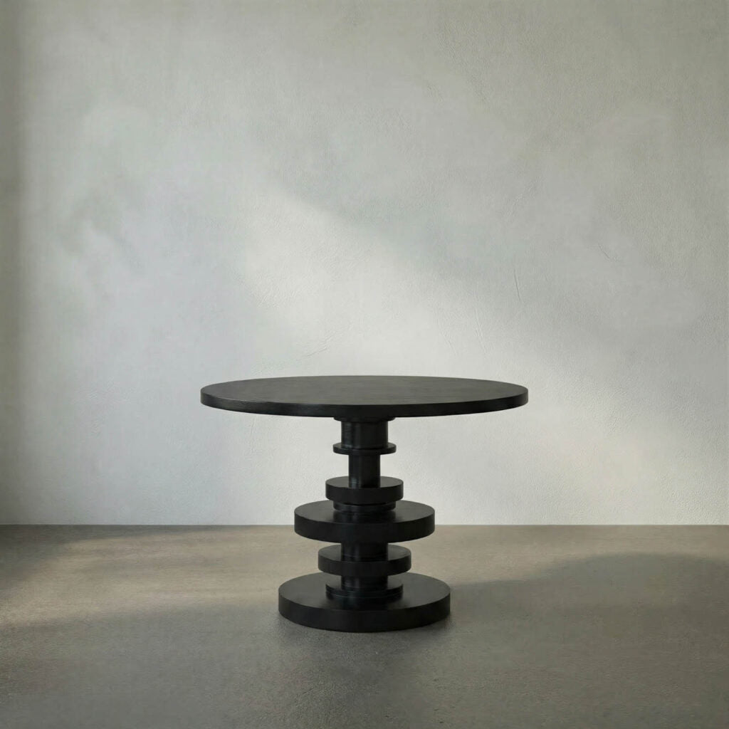 Noir Corum Round Table, Hand Rubbed Black