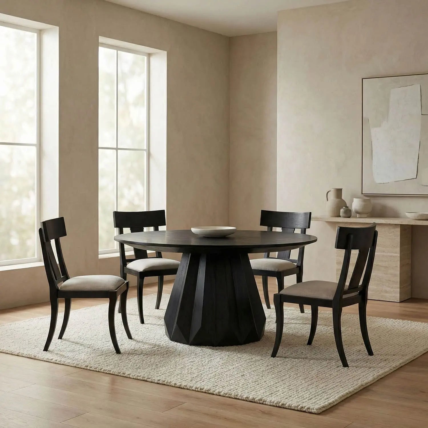 Noir Brosche Dining Table, Hand Rubbed Black