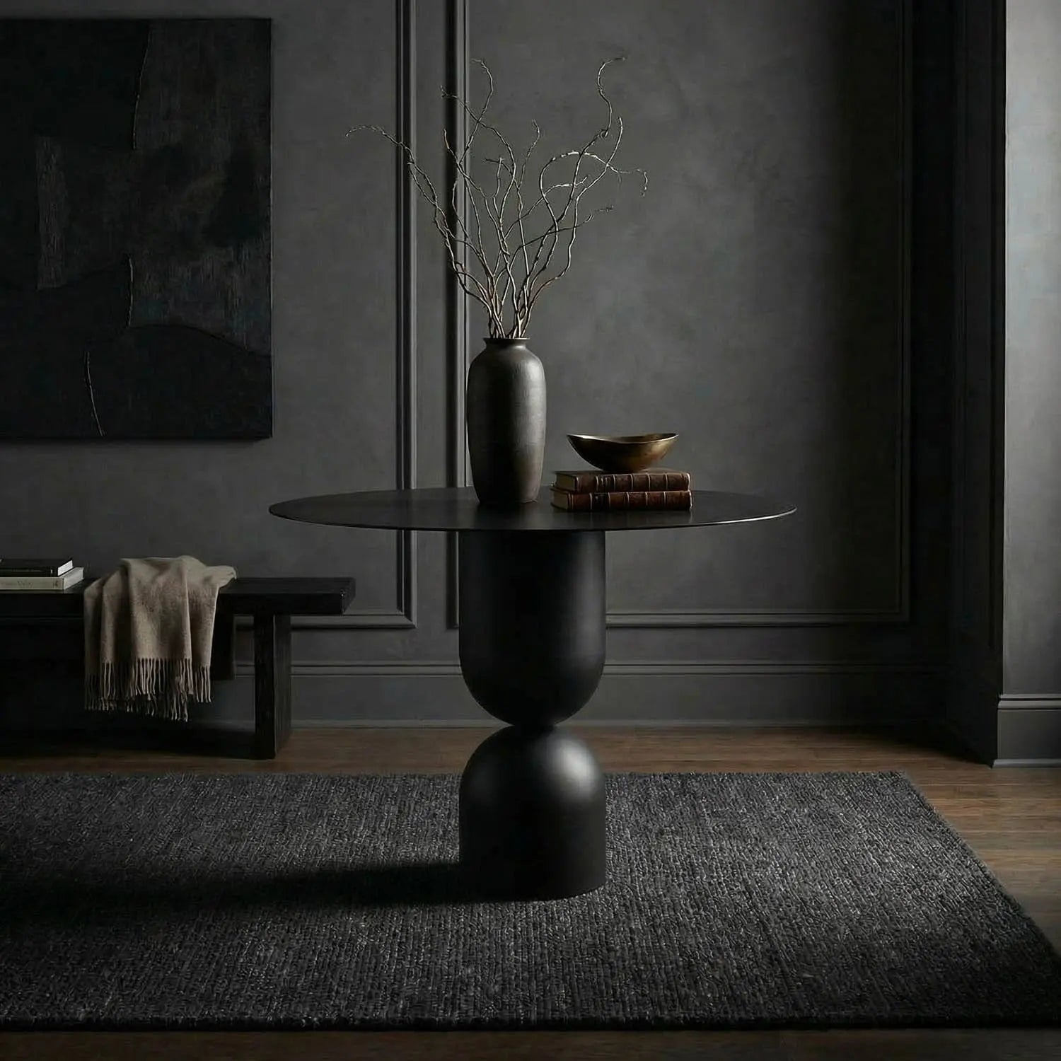 Noir Wanda Dining Table, Black Steel