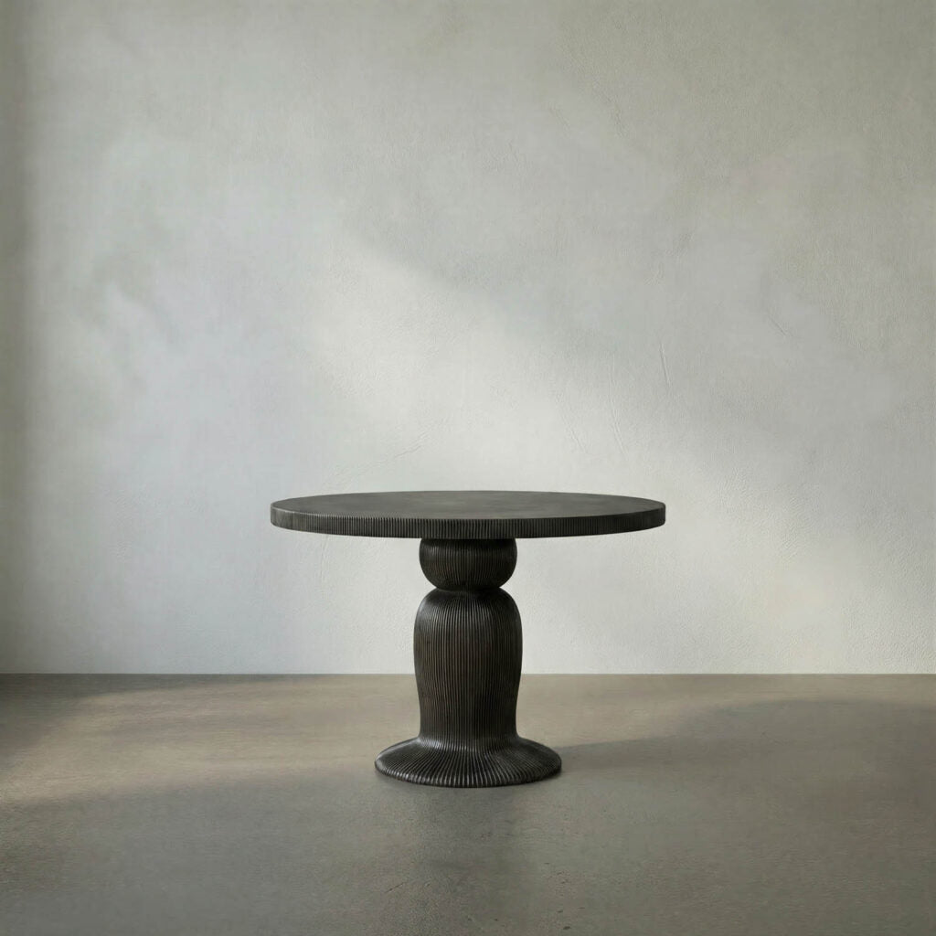 Noir Portobello Dining Table, Hand Rubbed Black With Light Brown Trim