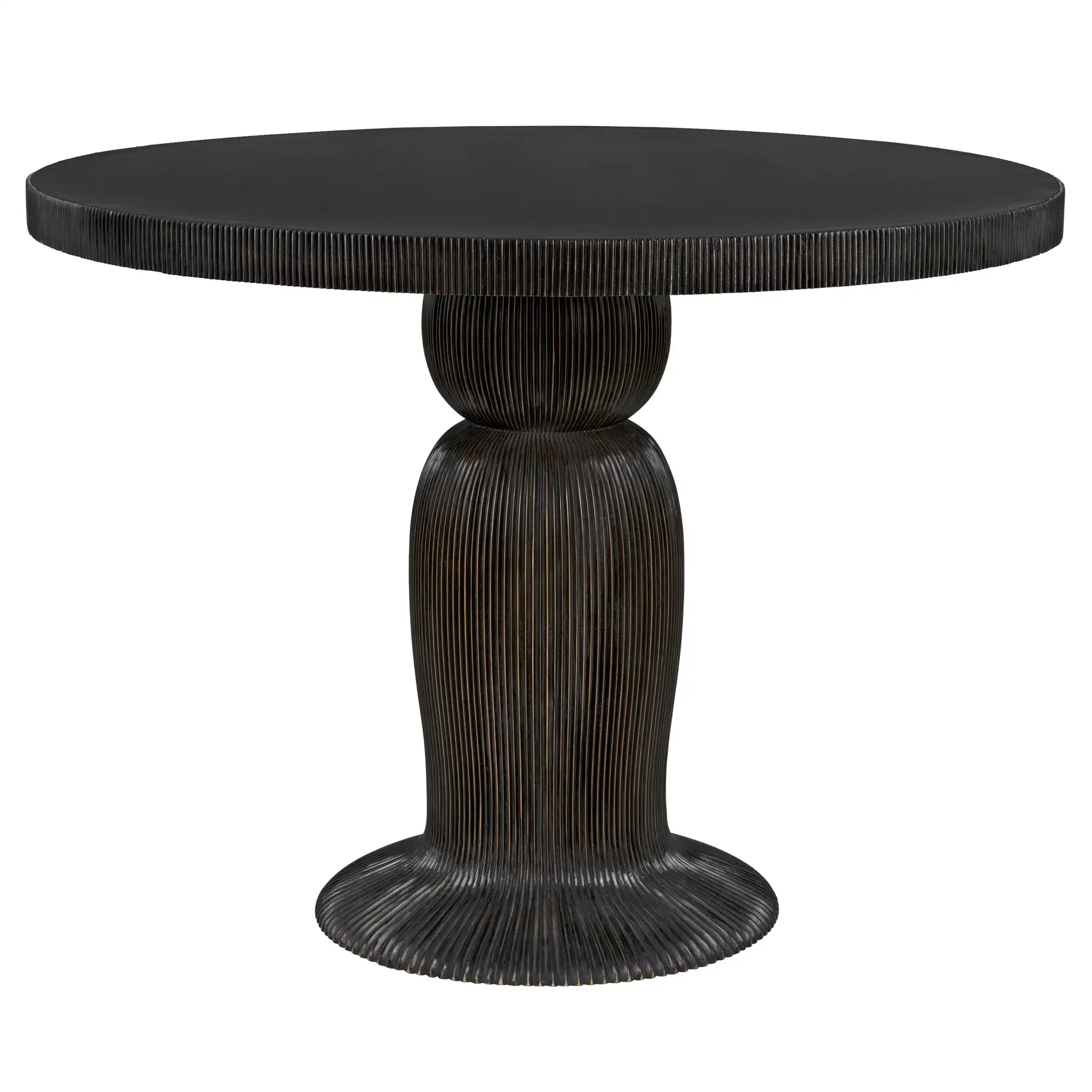 Noir Portobello Dining Table, Hand Rubbed Black With Light Brown Trim