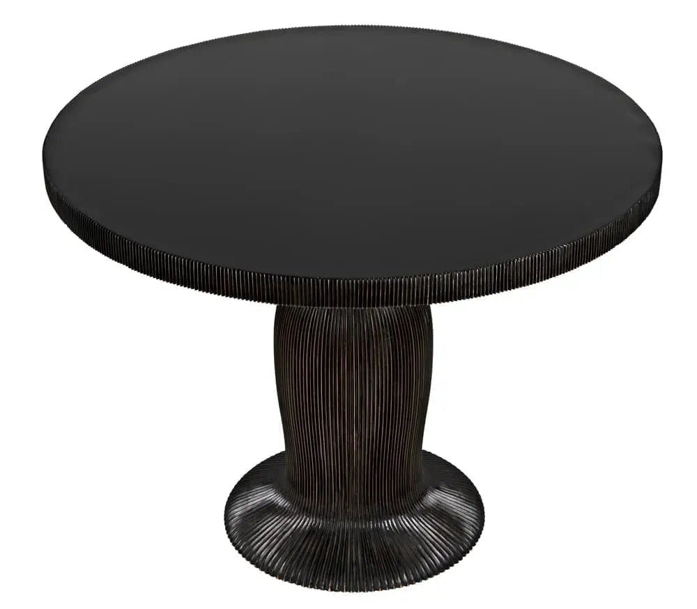 Noir Portobello Dining Table, Hand Rubbed Black With Light Brown Trim