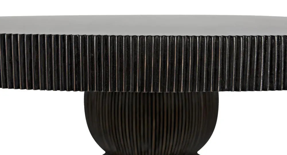 Noir Portobello Dining Table, Hand Rubbed Black With Light Brown Trim