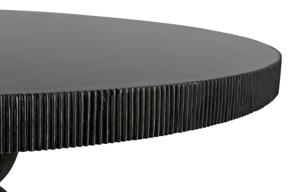 Noir Portobello Dining Table, Hand Rubbed Black With Light Brown Trim