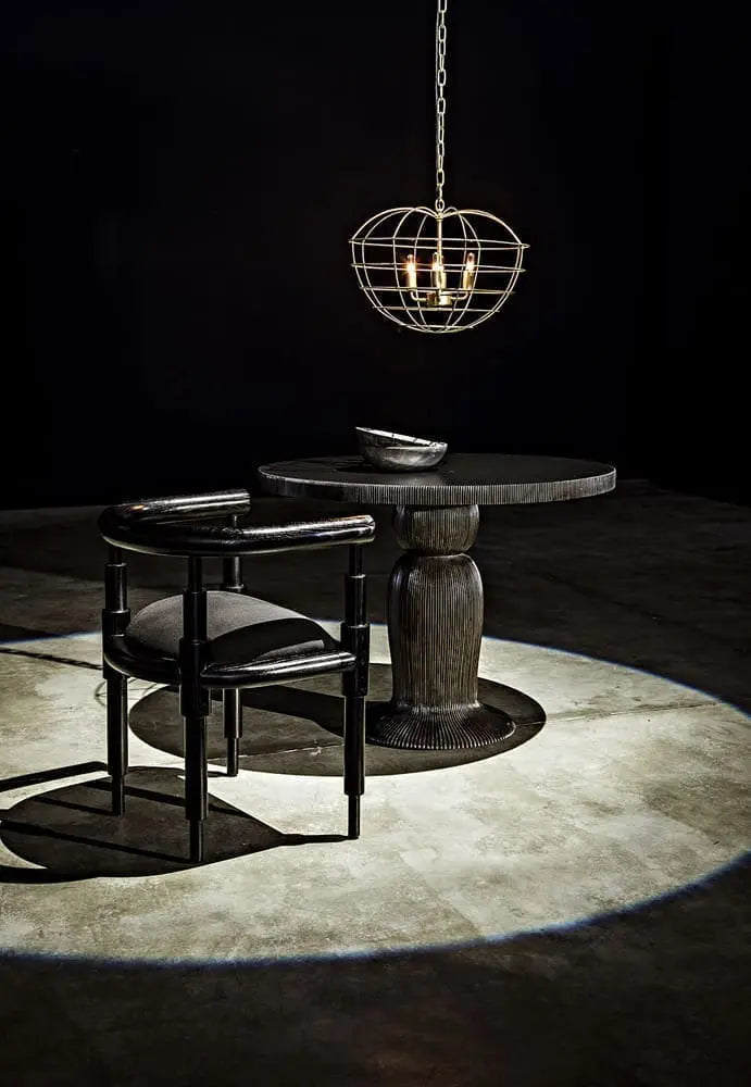 Noir Portobello Dining Table, Hand Rubbed Black With Light Brown Trim