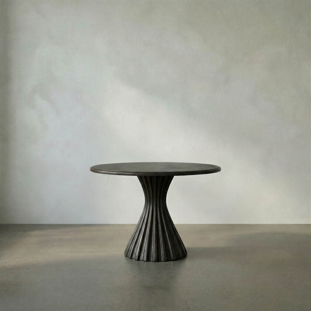 Noir Osiris Dining Table, Pale Rubbed With Light Brown Trim