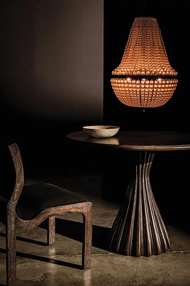 Noir Osiris Dining Table, Pale Rubbed With Light Brown Trim