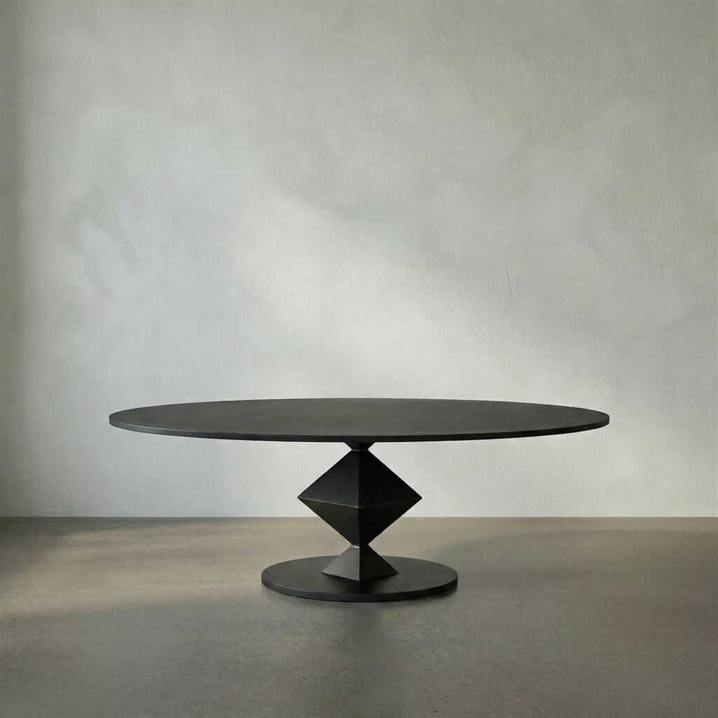 Noir Katana Oval Dining Table, Black Metal