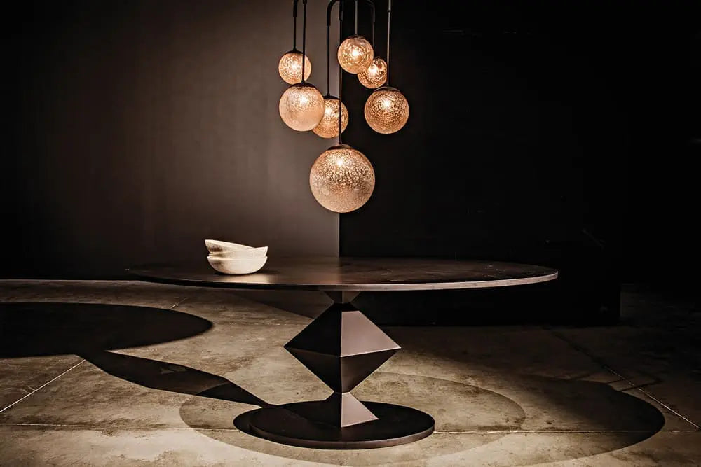 Noir Katana Oval Dining Table, Black Metal
