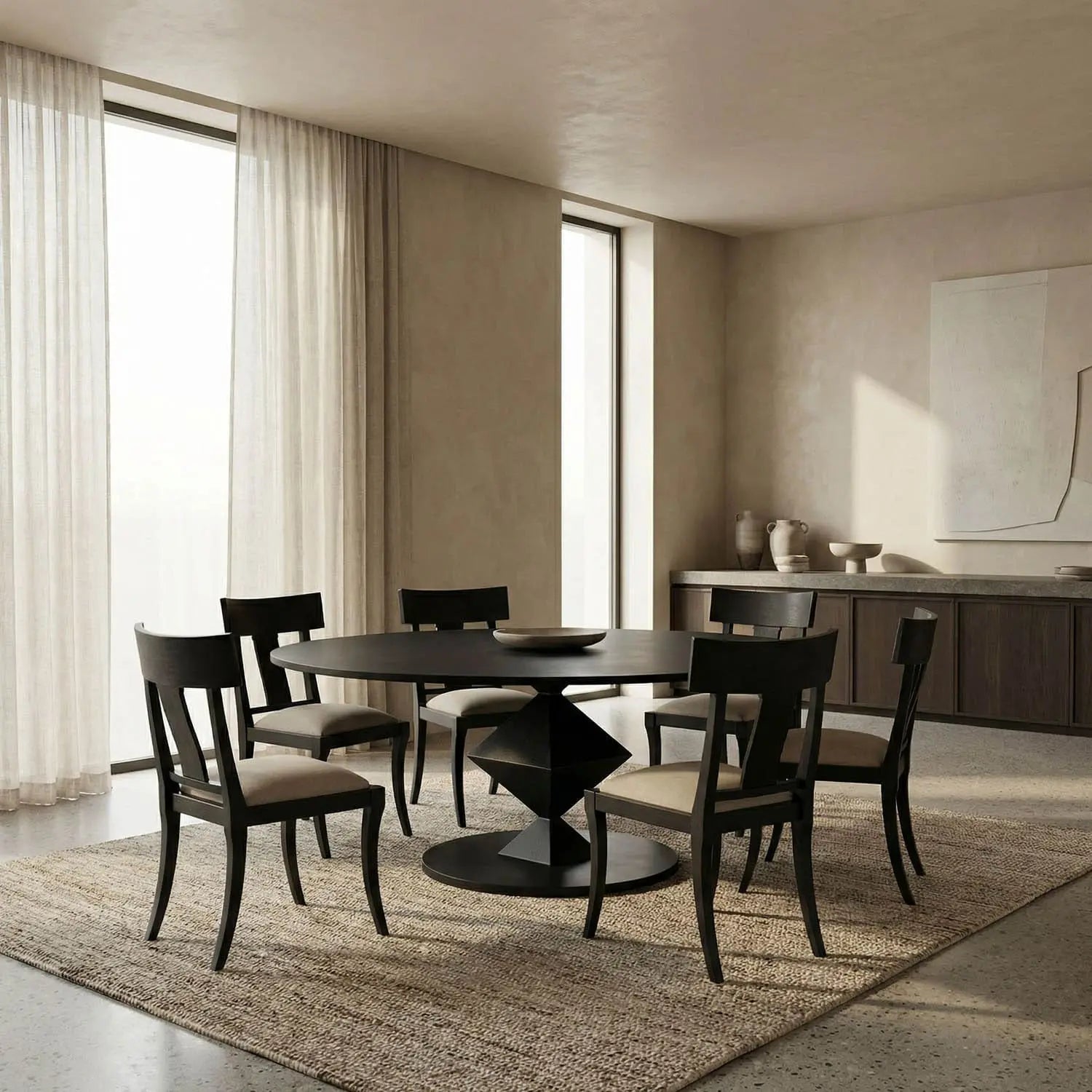 Noir Katana Oval Dining Table, Black Metal