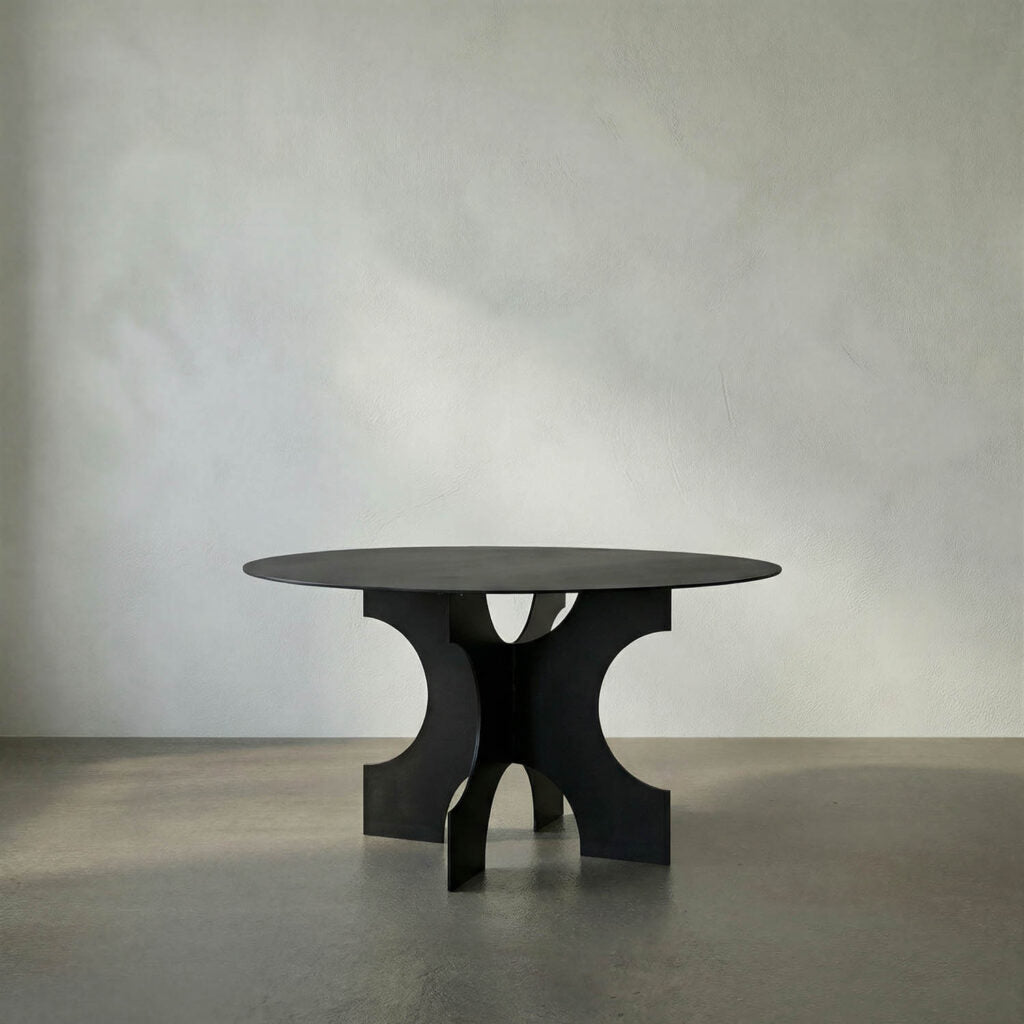 Noir Element Dining Table, Black Metal
