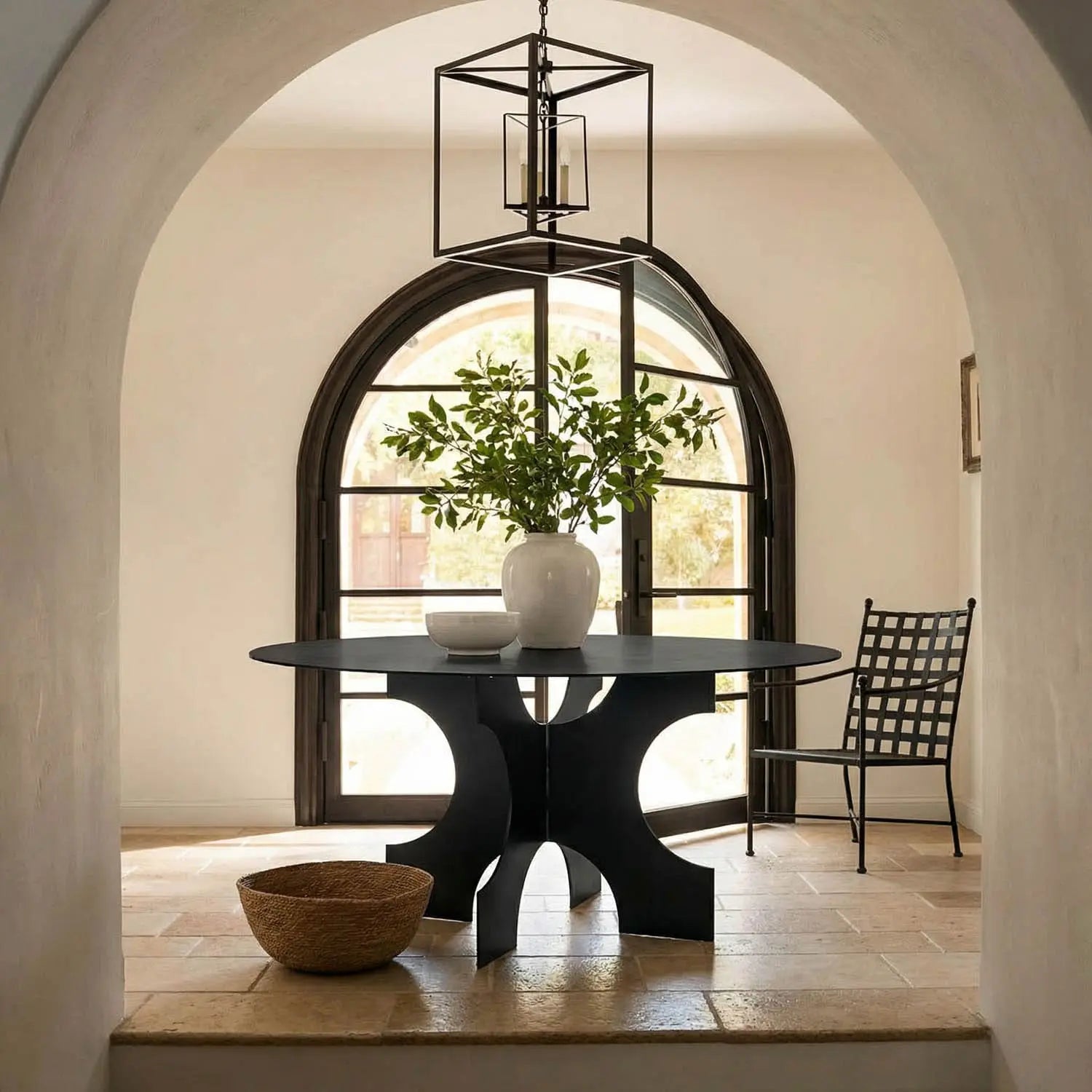 Noir Element Dining Table, Black Metal