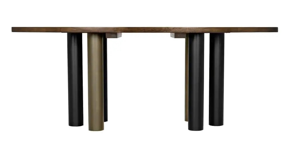 Noir Journal Oval Dining Table, Dark Walnut With Black Steel Base