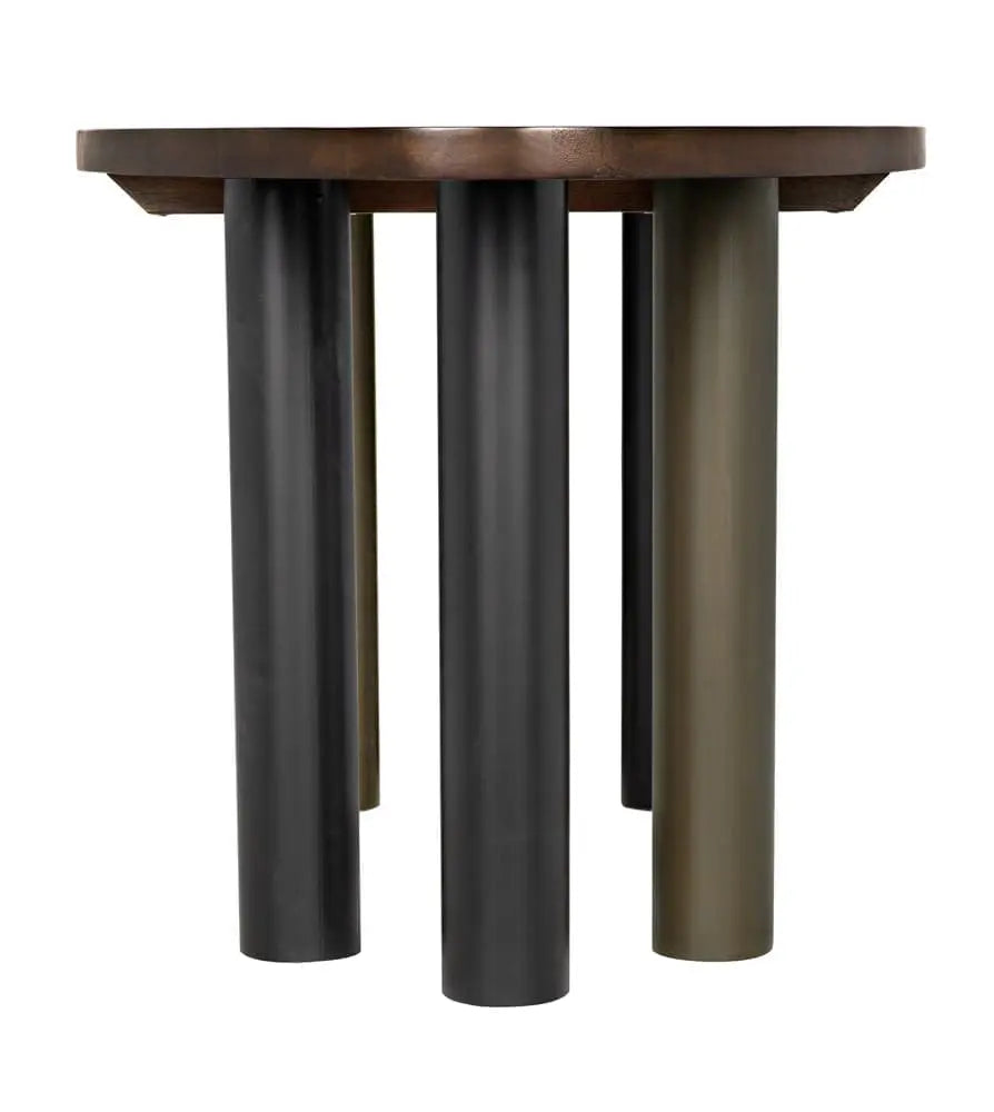 Noir Journal Oval Dining Table, Dark Walnut With Black Steel Base