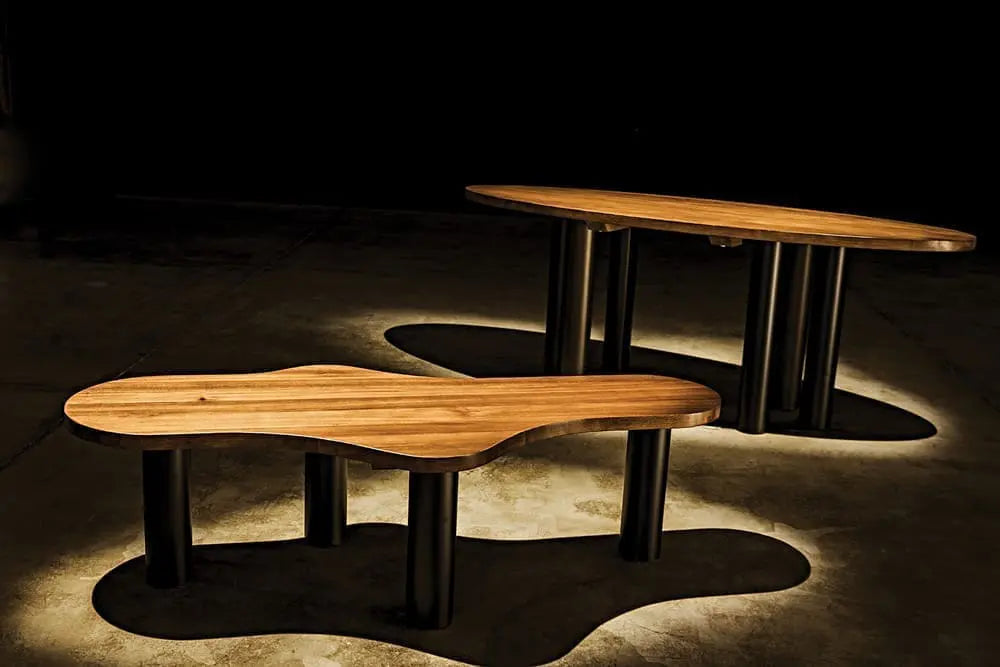 Noir Journal Oval Dining Table, Dark Walnut With Black Steel Base