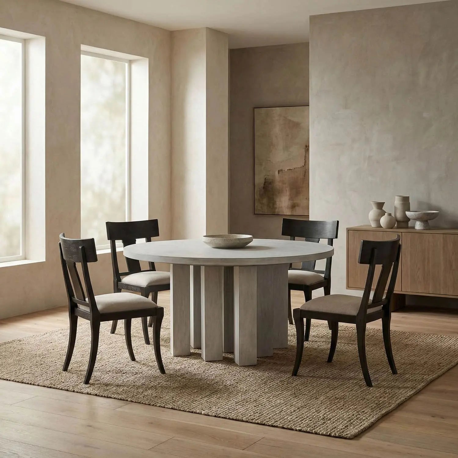 Noir Resistance Dining Table, White Wash