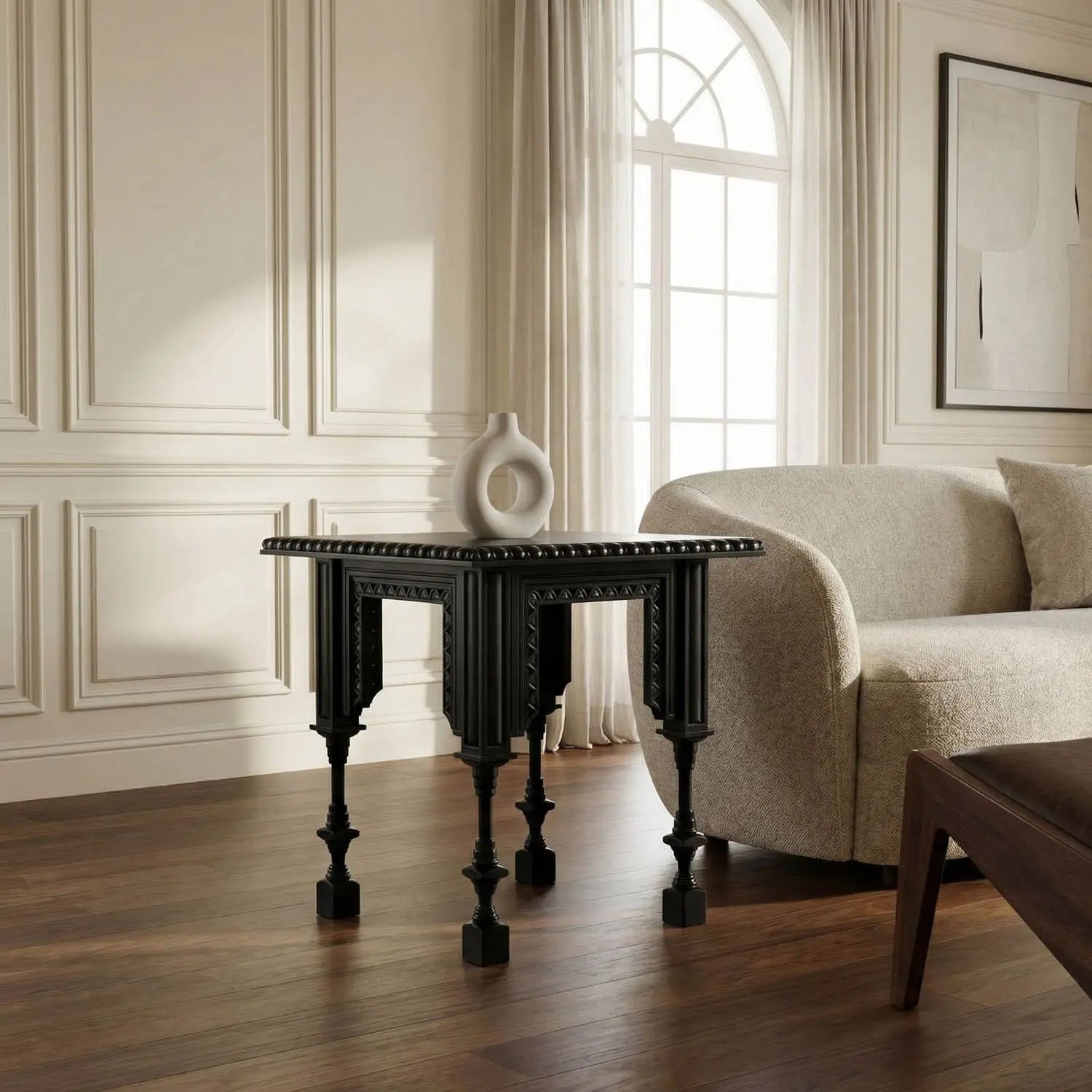Noir Luxor Side Table, Hand Rubbed Black
