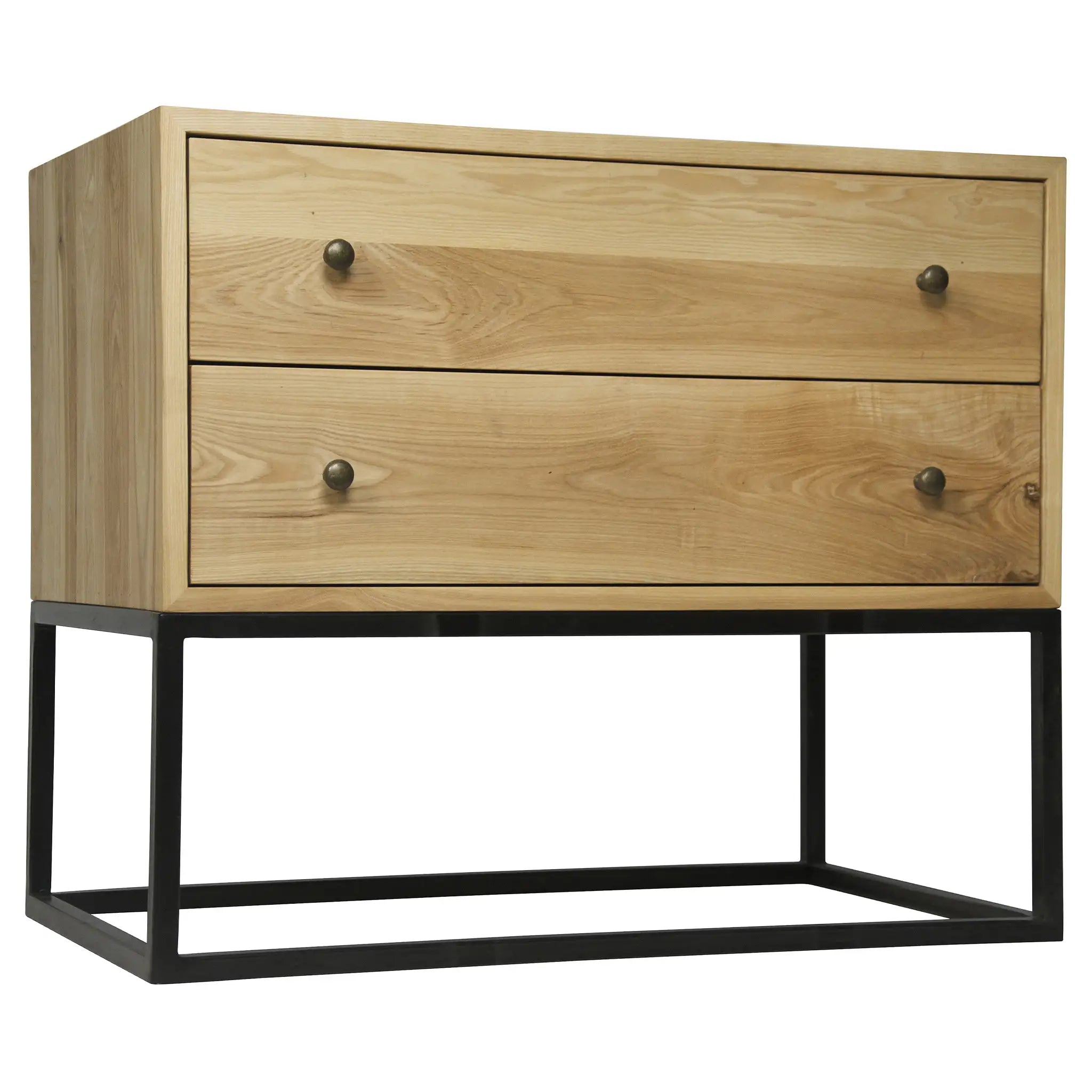 Noir Downtown Side Table, Elm And Black Steel