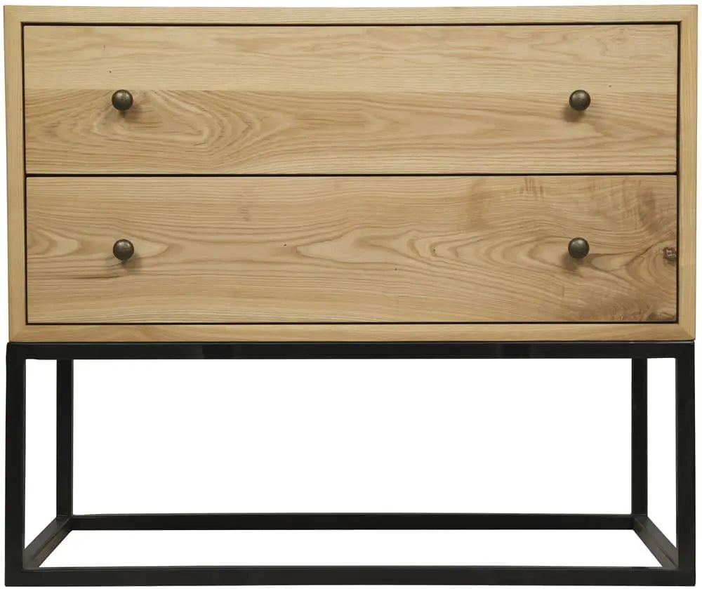 Noir Downtown Side Table, Elm And Black Steel