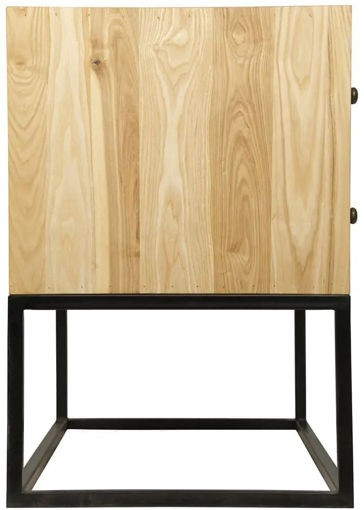 Noir Downtown Side Table, Elm And Black Steel