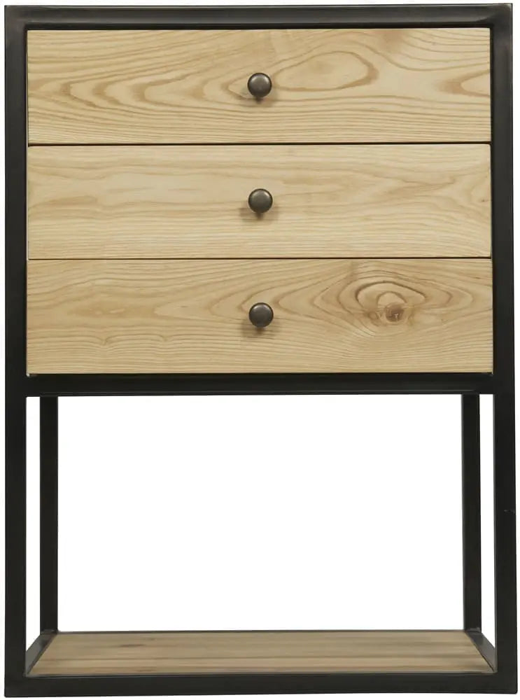 Noir Pearce Side Table, Elm And Black Steel