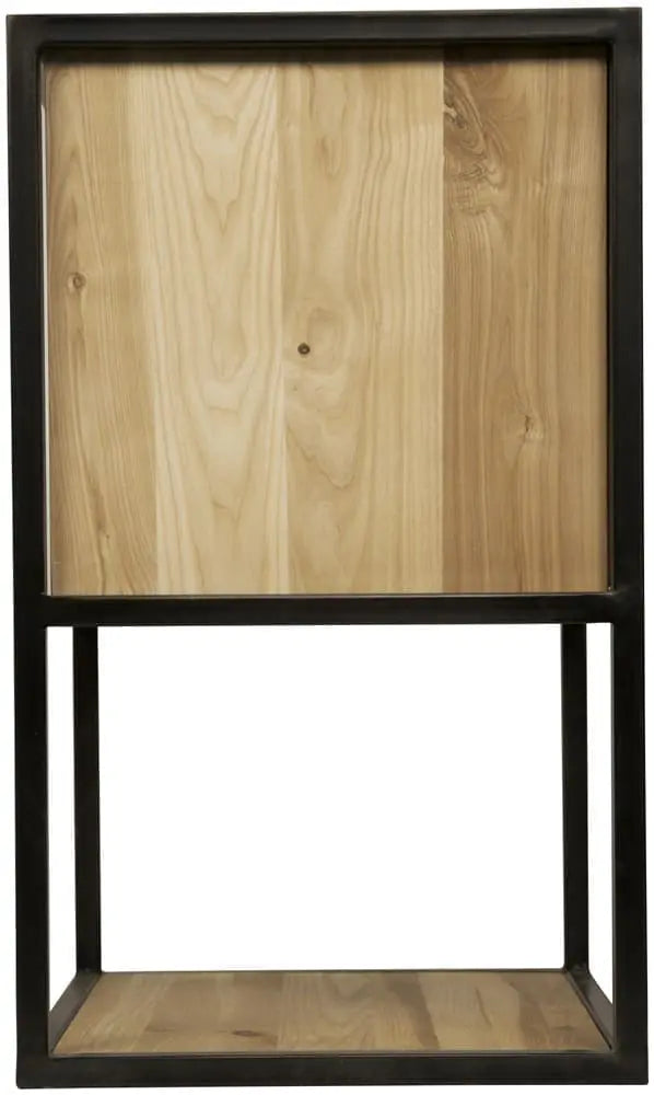 Noir Pearce Side Table, Elm And Black Steel