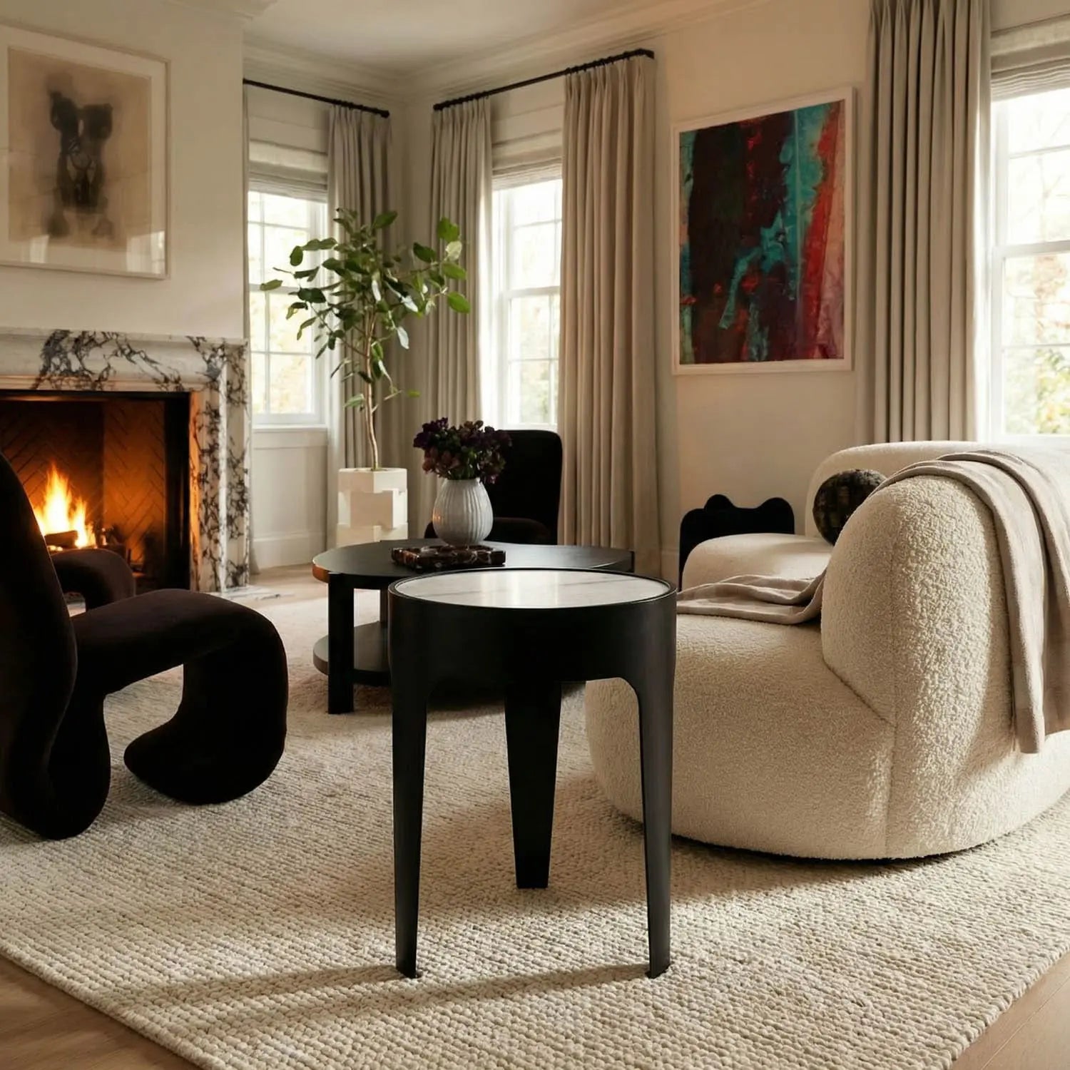 Noir Cylinder Side Table