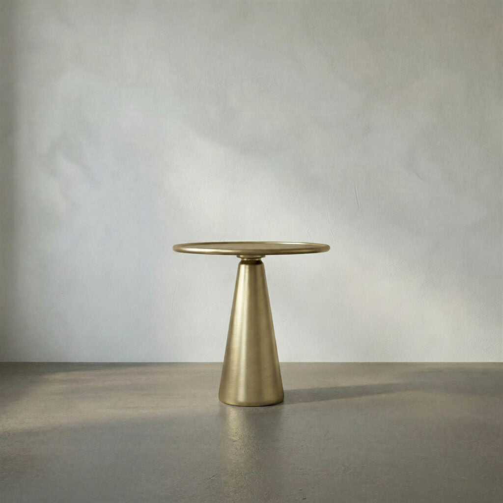 Noir Hiro Short Side Table, Metal With Brass Finish