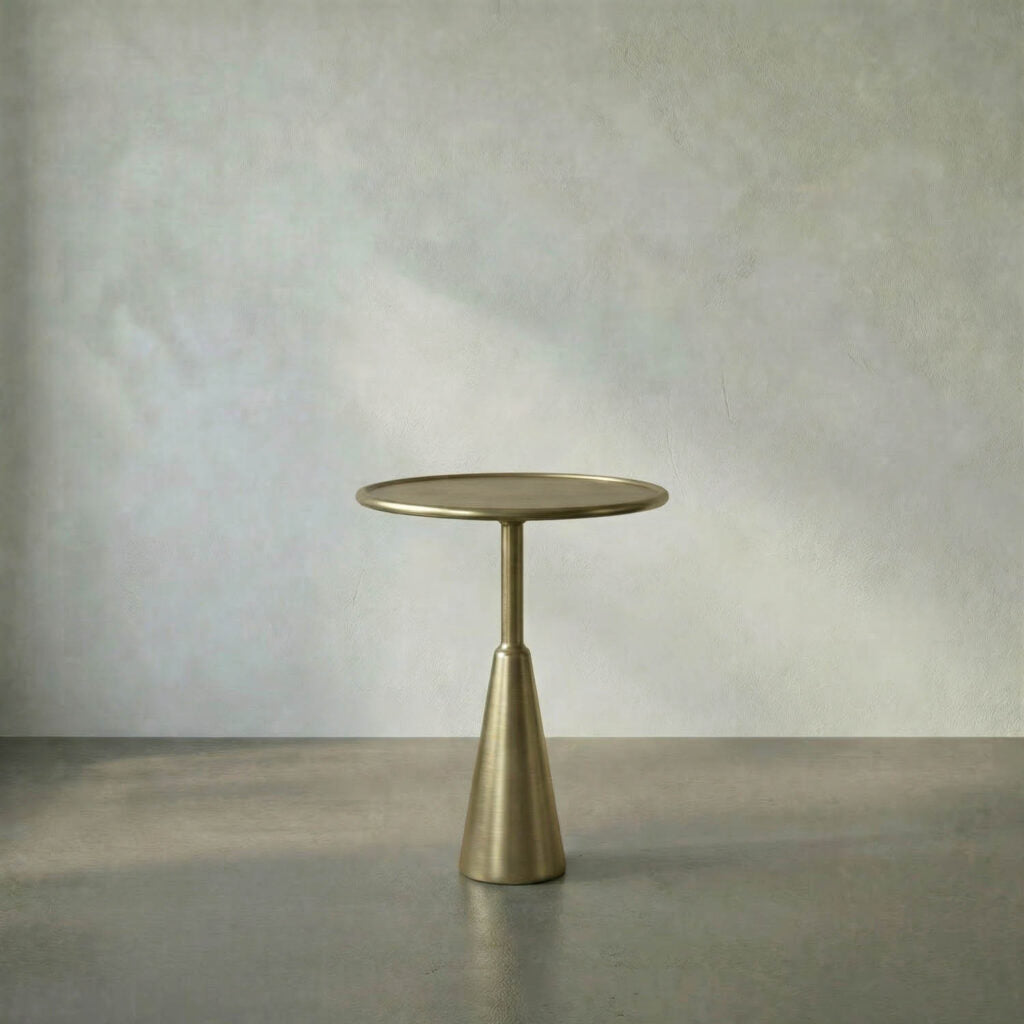 Noir Hiro Side Table, Metal With Brass Finish