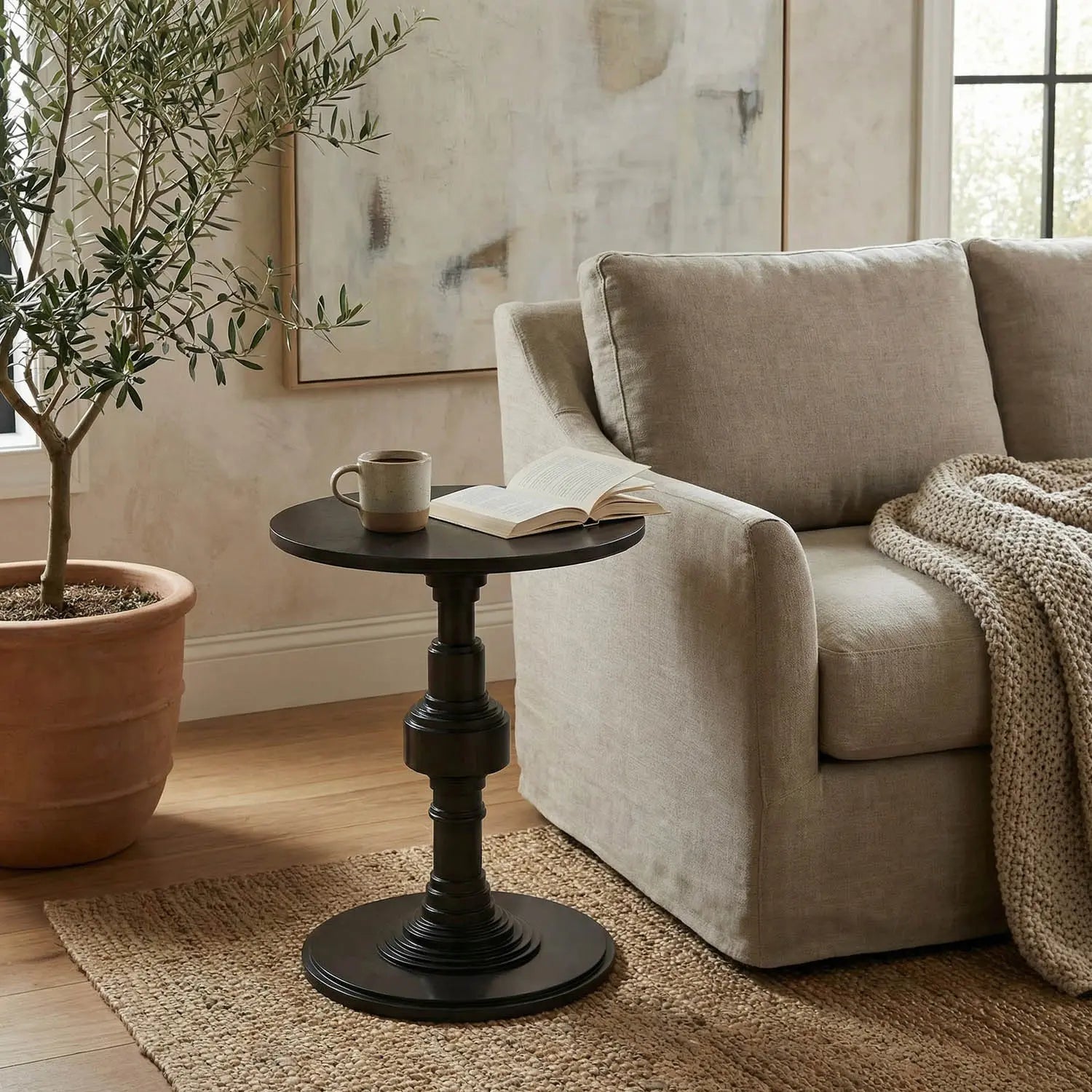 Noir Apollo Side Table, Pale