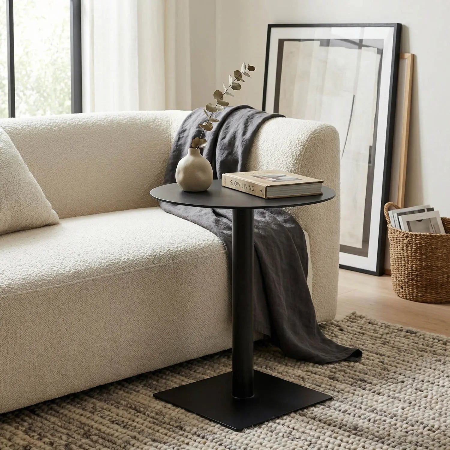 Noir Mies Side Table, Black Steel