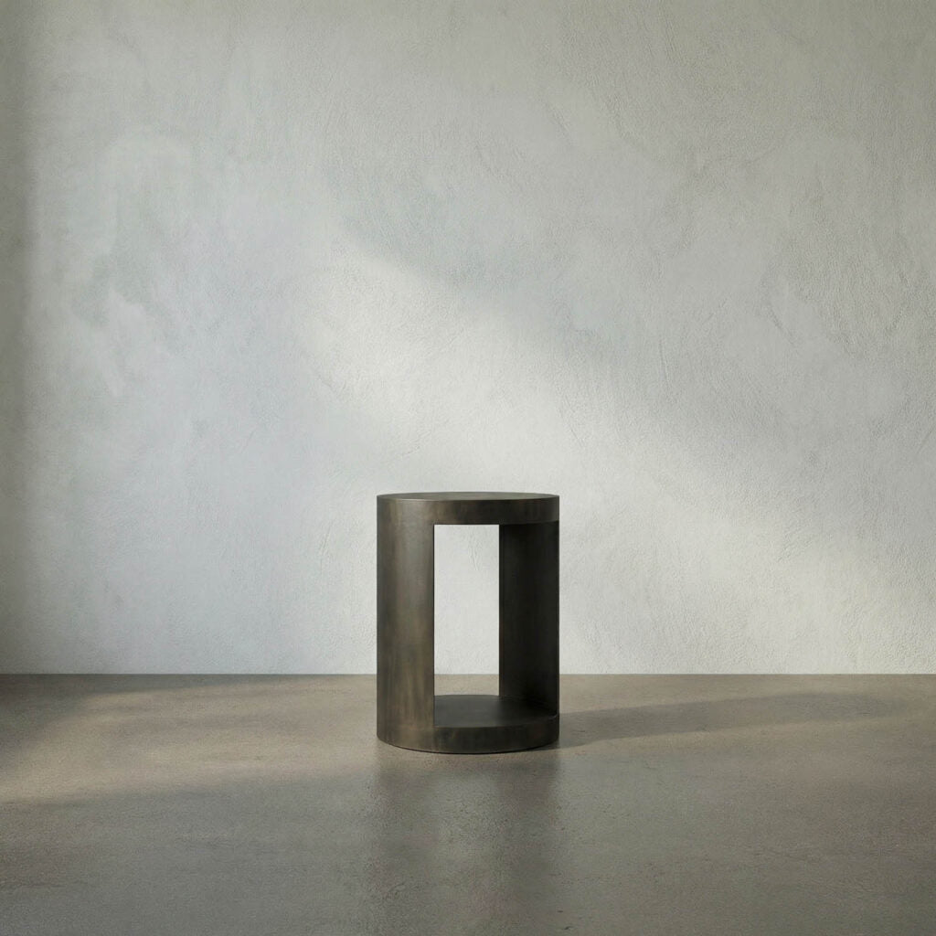 Noir Chrysler Side Table, Steel With Aged Brass Finish