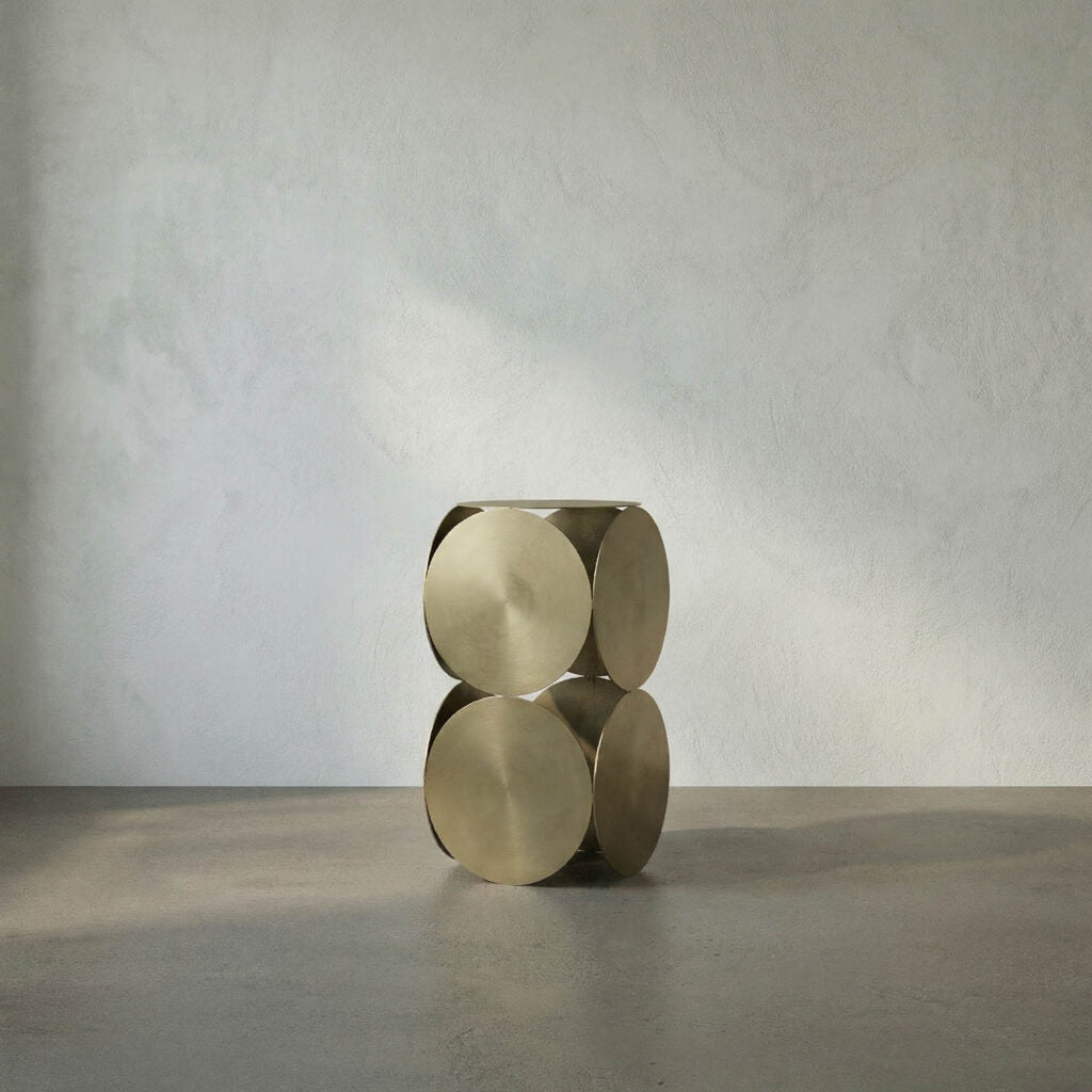 Noir Lola Side Table, Metal With Brass Finish
