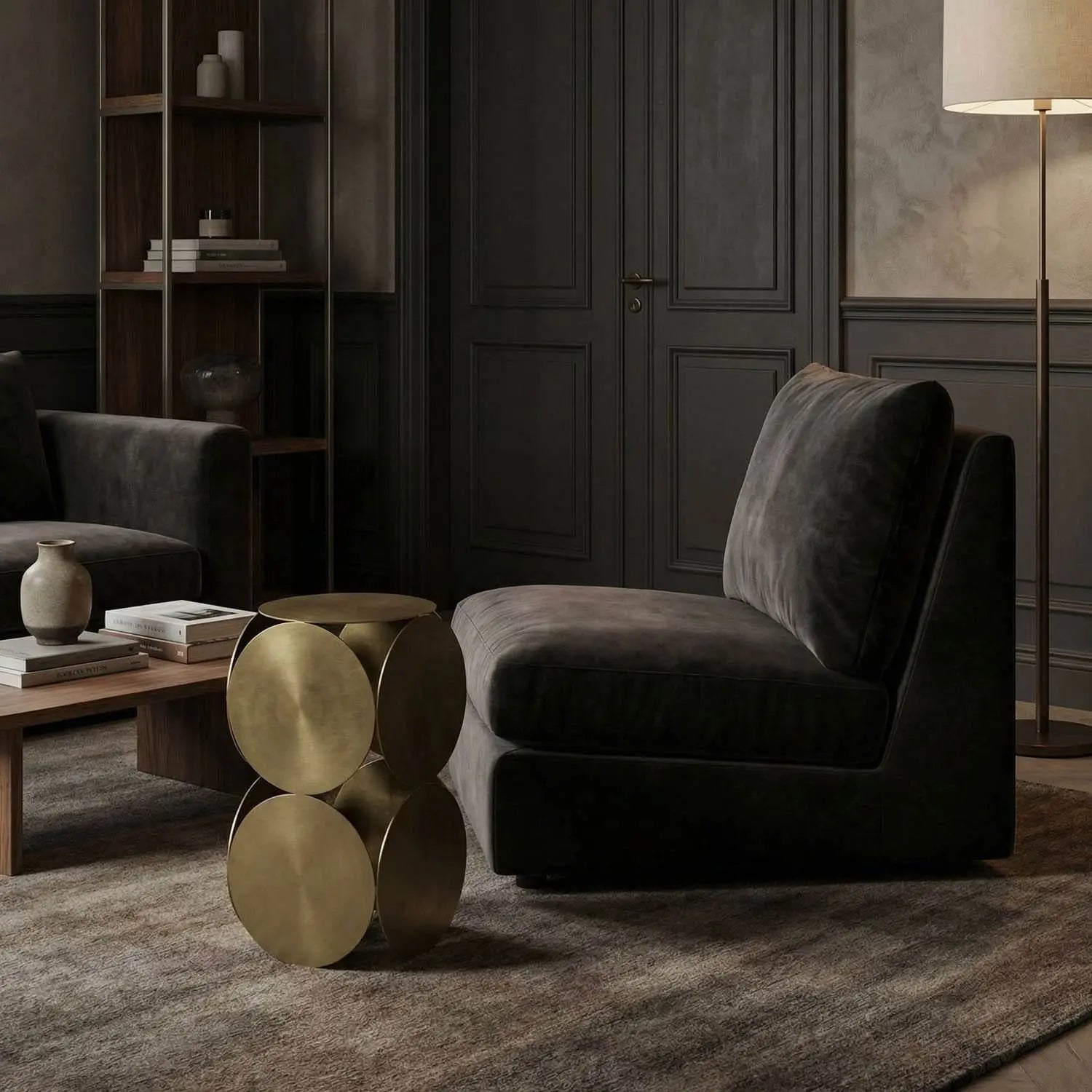 Noir Lola Side Table, Metal With Brass Finish