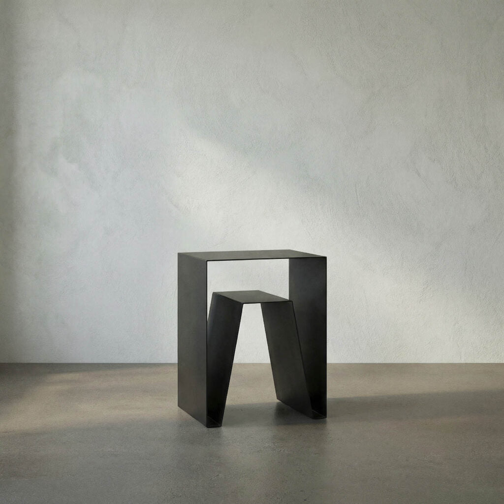 Noir Quintin Side Table, Black Steel