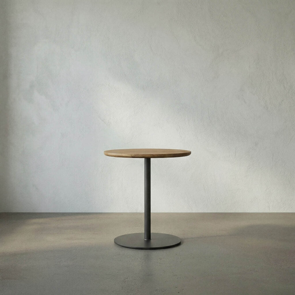 Noir Ford Small Side Table, Gold Teak With Steel Base