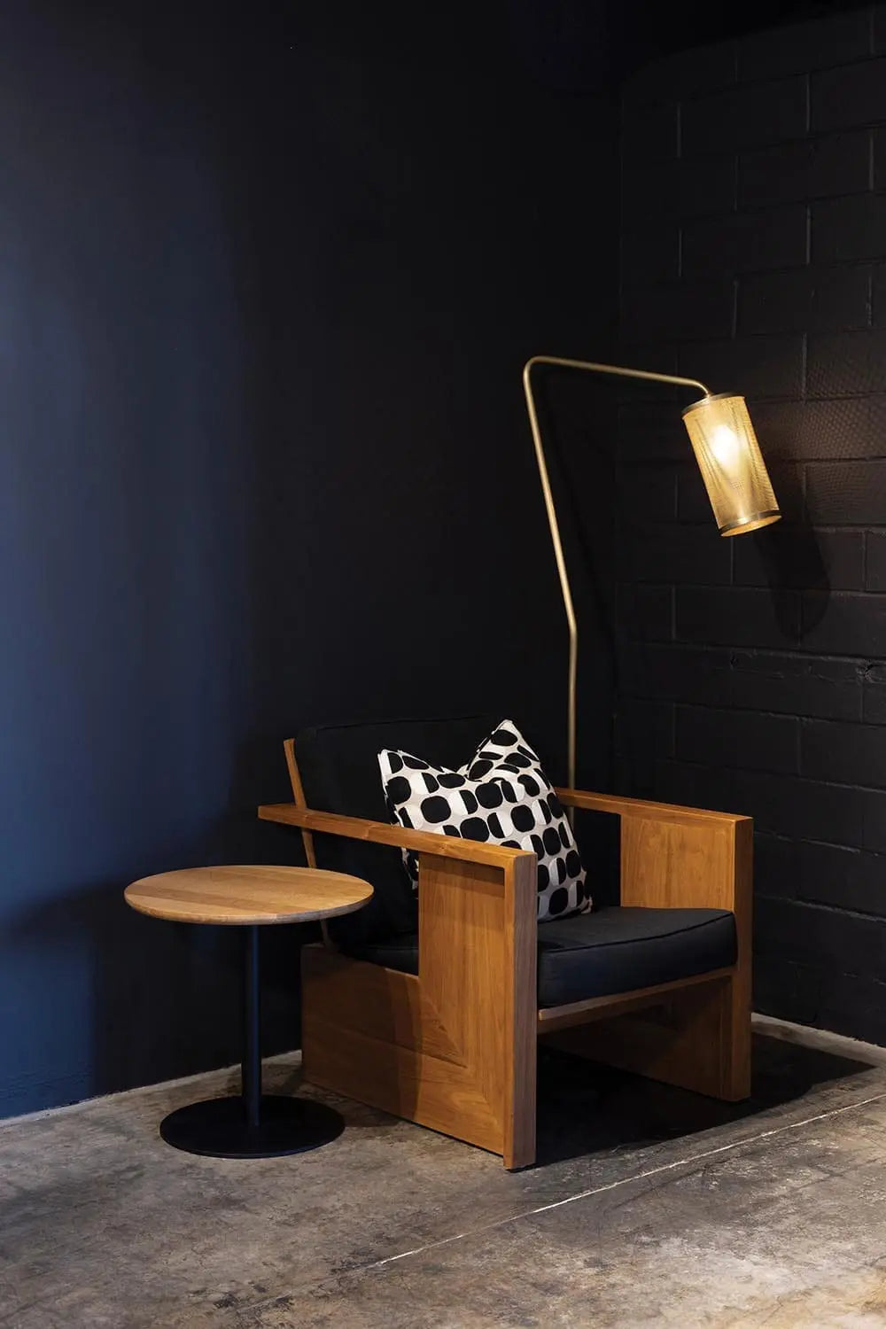 Noir Ford Small Side Table, Gold Teak With Steel Base