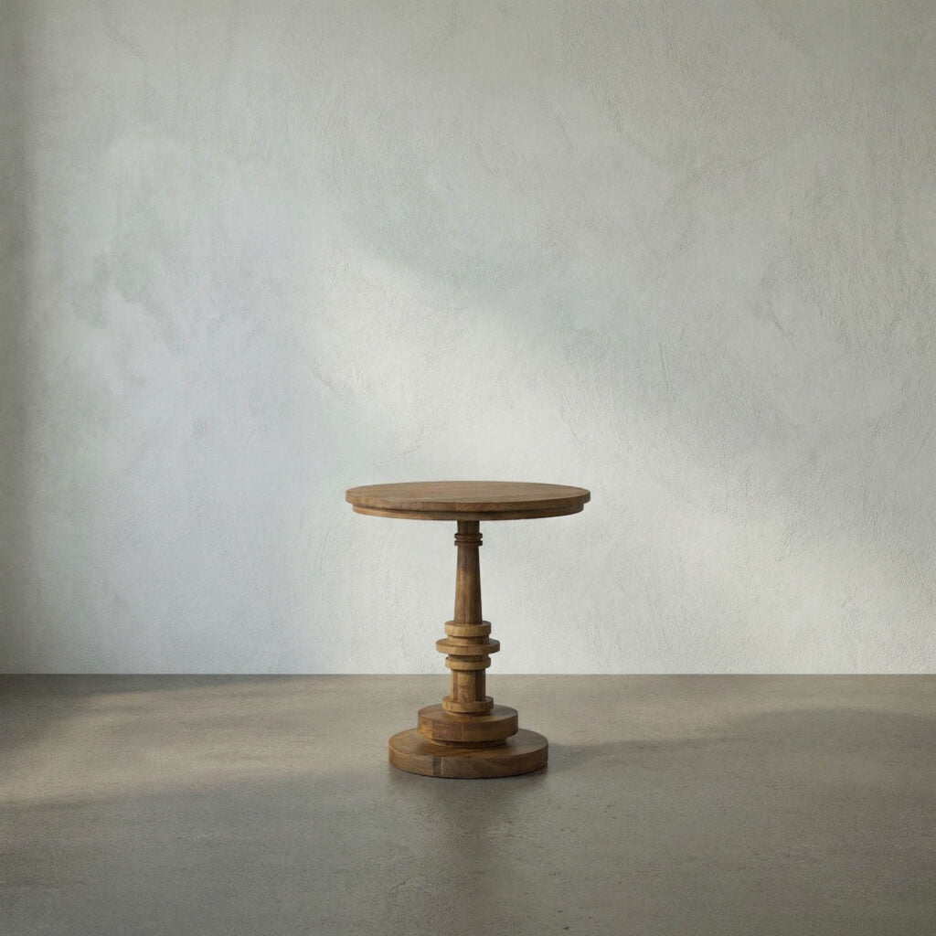 Noir Comodo Side Table, Gold Teak
