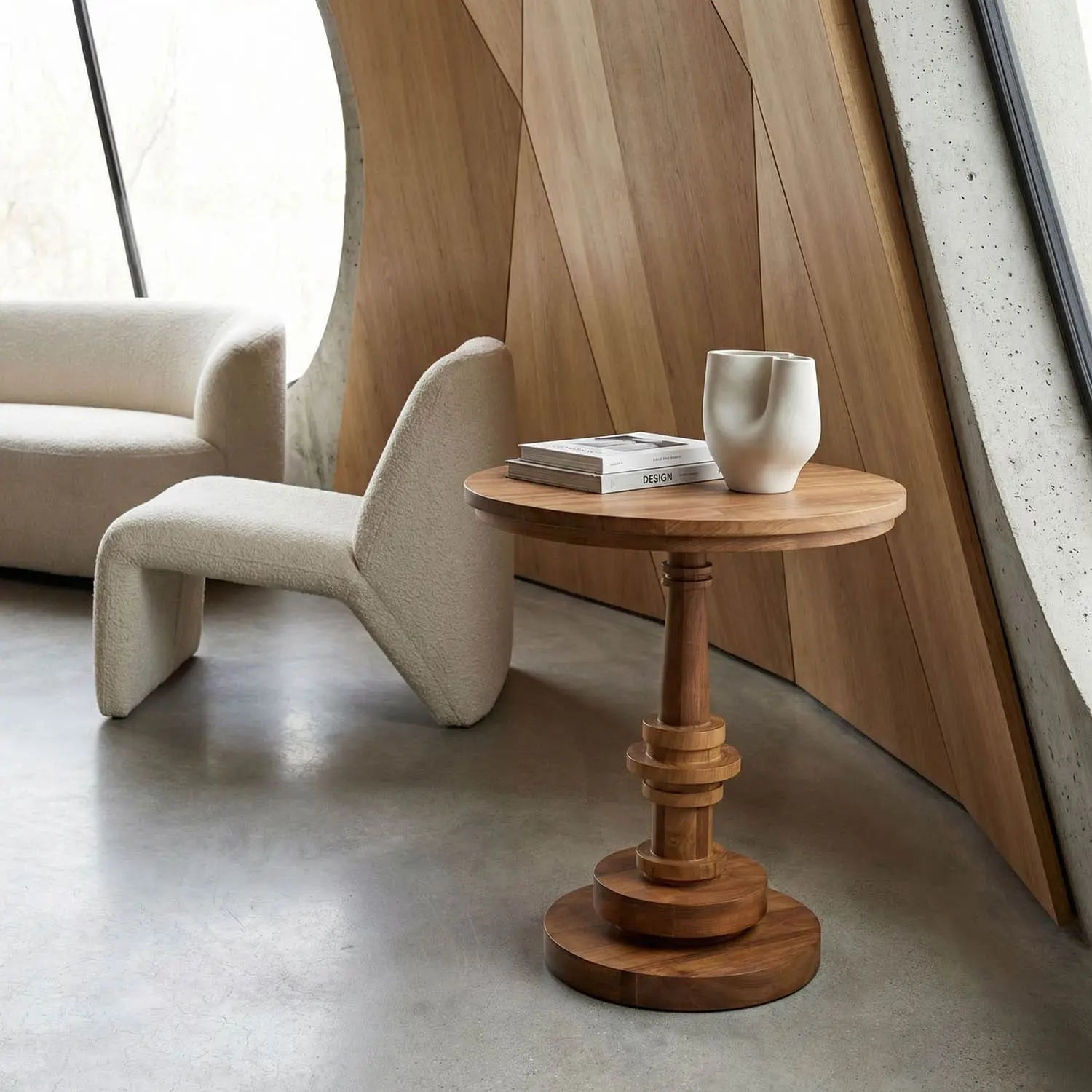 Noir Comodo Side Table, Gold Teak