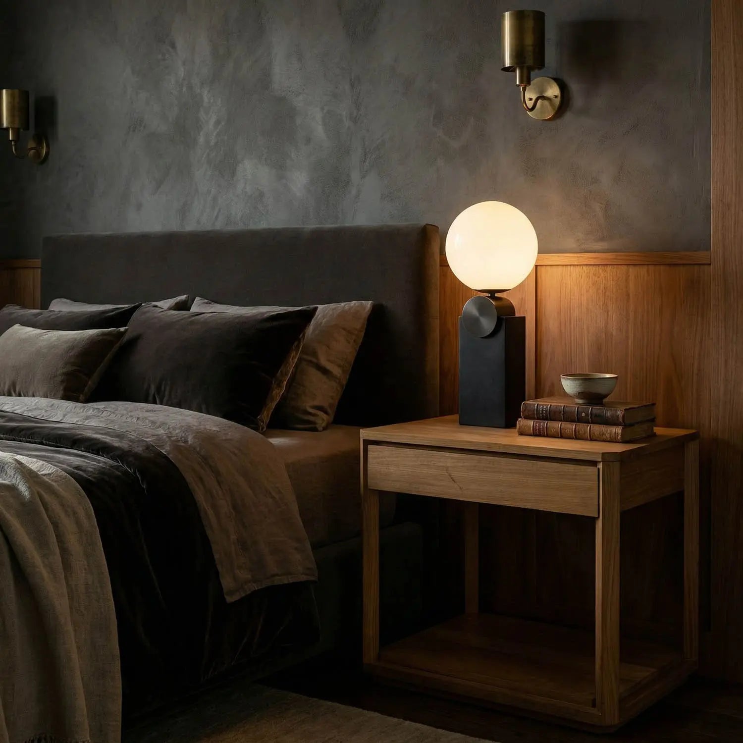 Noir Sl11 Side Table, Gold Teak