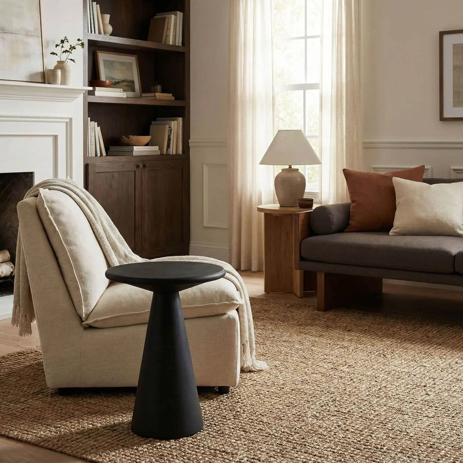 Noir Idiom Side Table, Black Steel