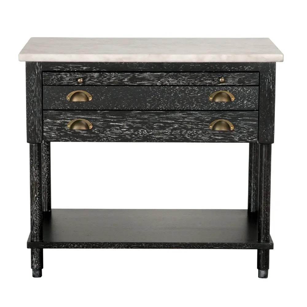 Noir Artemio Side Table With Marble Top
