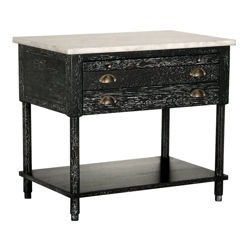 Noir Artemio Side Table With Marble Top