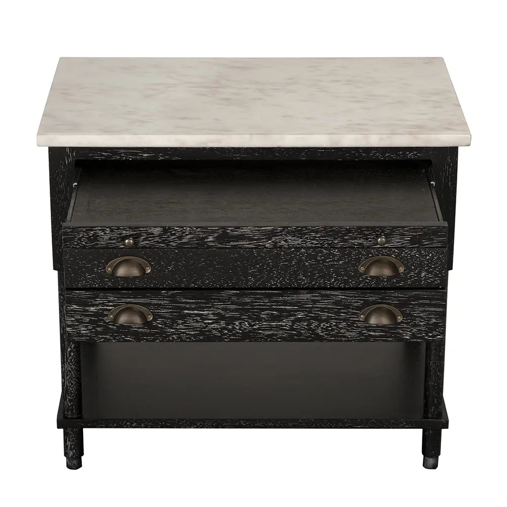 Noir Artemio Side Table With Marble Top
