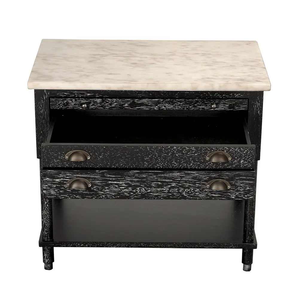 Noir Artemio Side Table With Marble Top