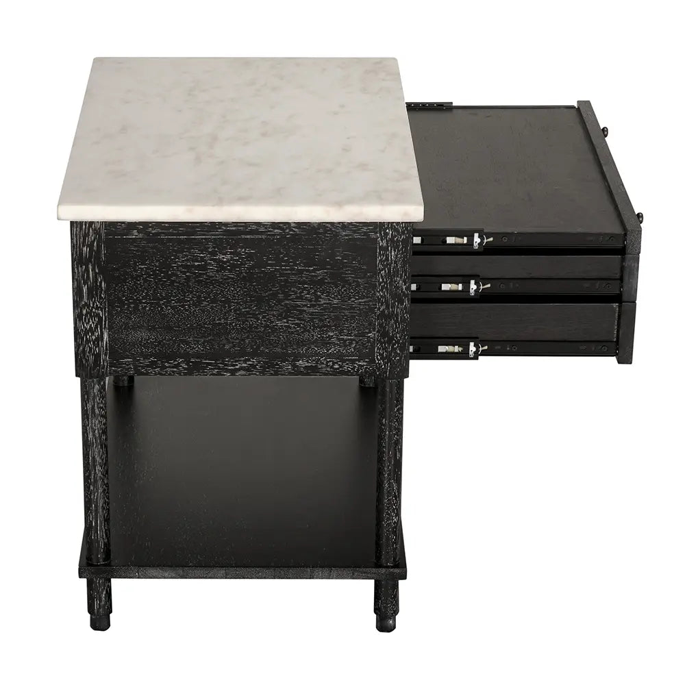 Noir Artemio Side Table With Marble Top