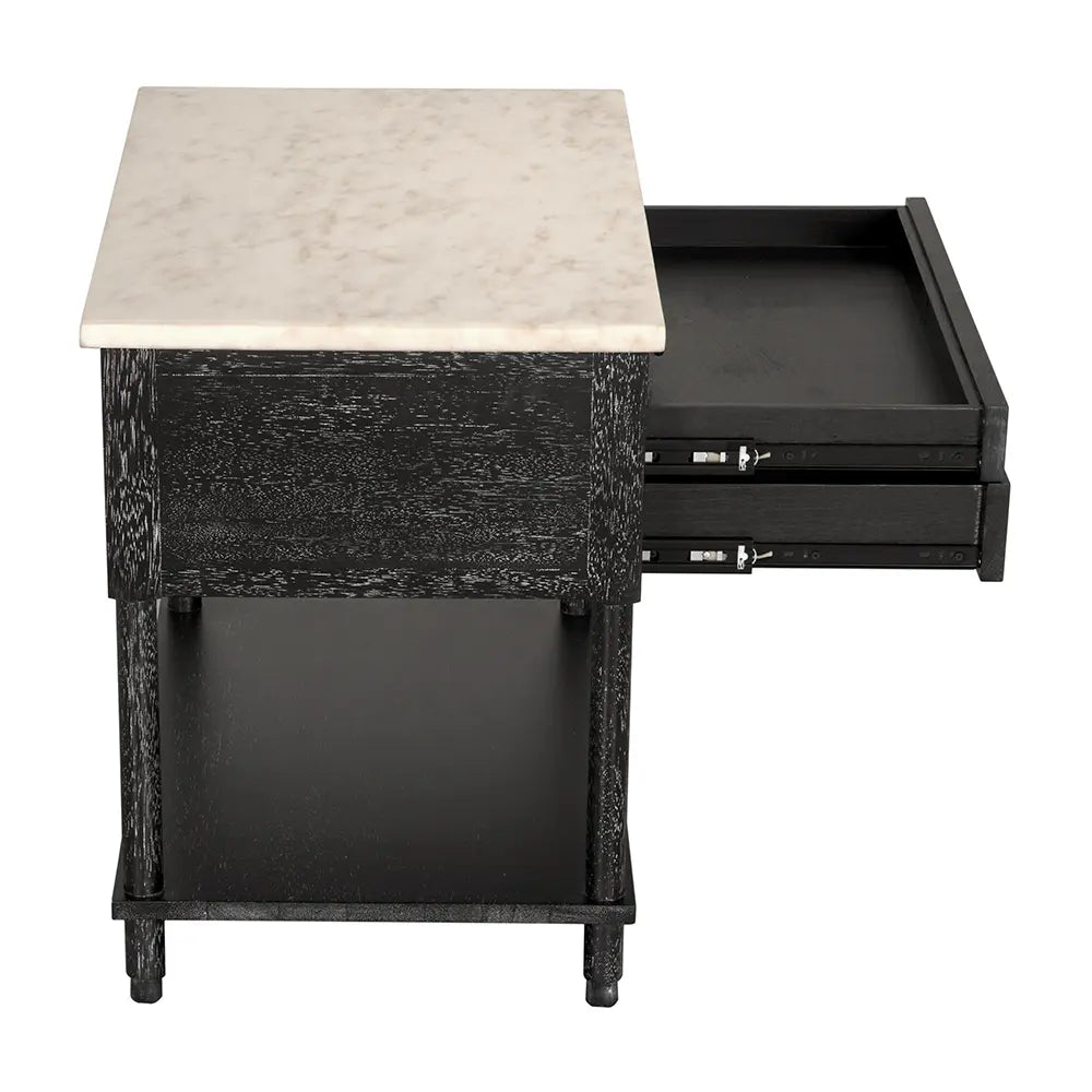 Noir Artemio Side Table With Marble Top