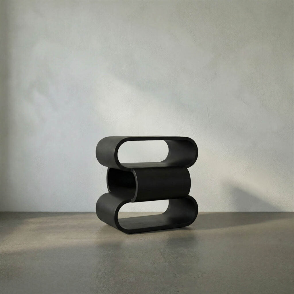 Noir Nada Side Table, Black Steel