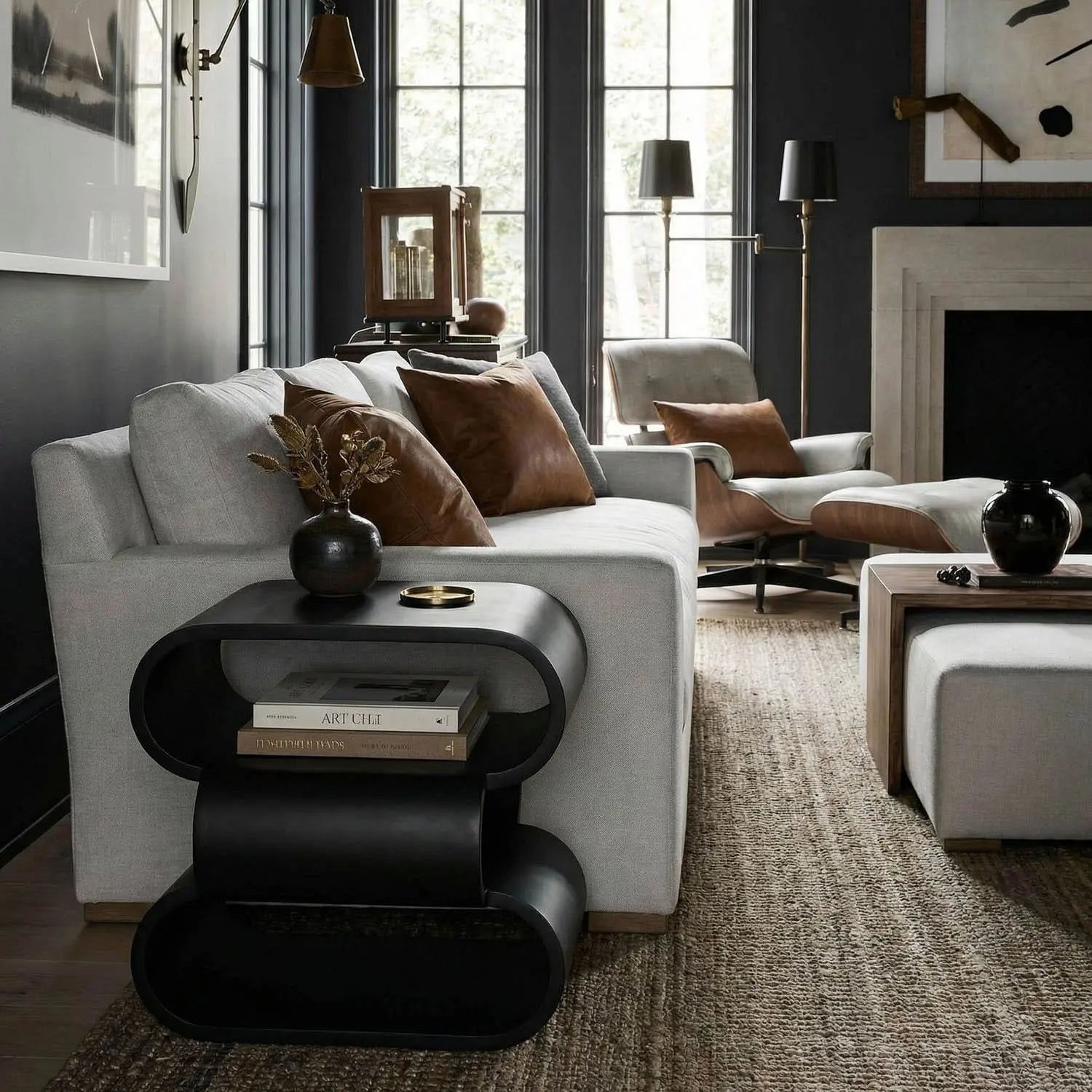 Noir Nada Side Table, Black Steel